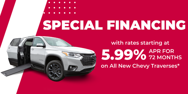 special financing. 2.99% APR on new braunability chevy traverse accessible suvs