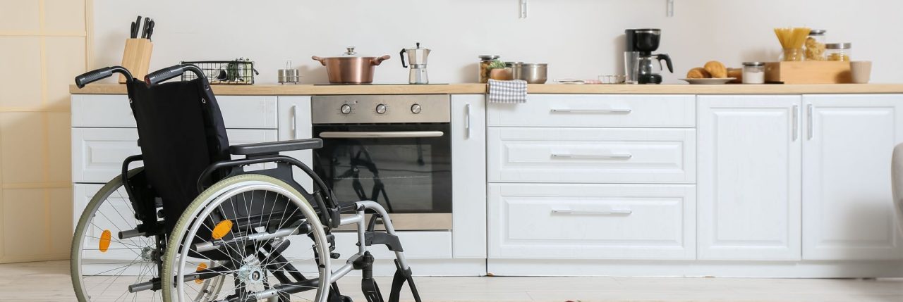 Kitchen in a wheelchair accessible house 