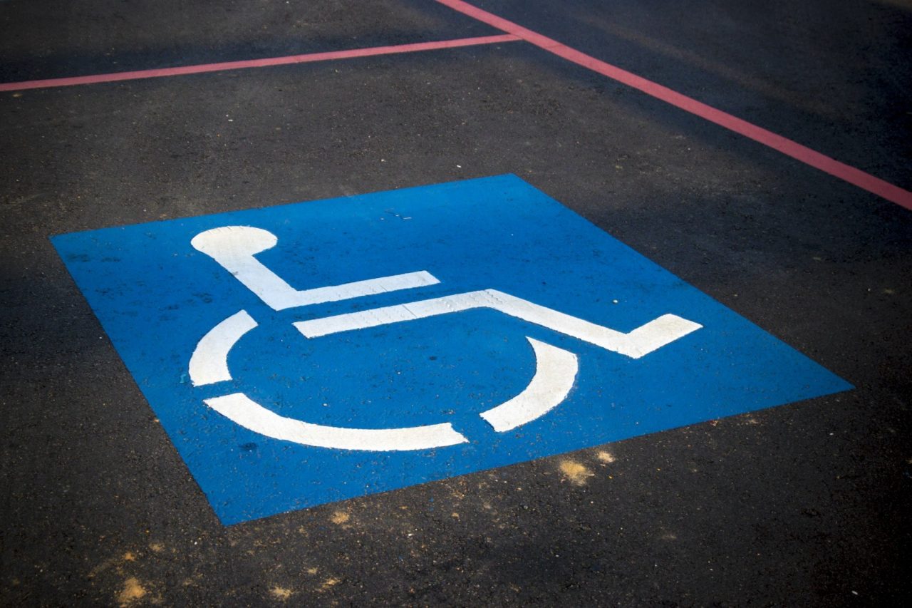 handicap symbol in a parking space