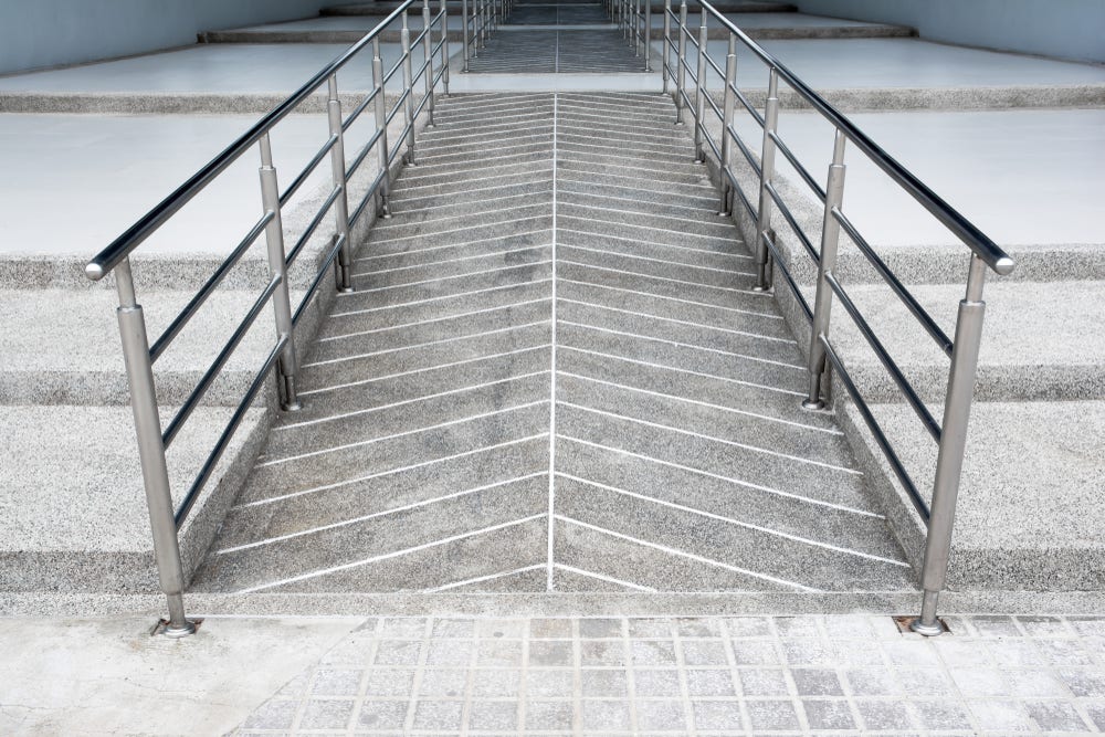 Ramp for a wheelchair user at a business Ramp for a wheelchair user at a business