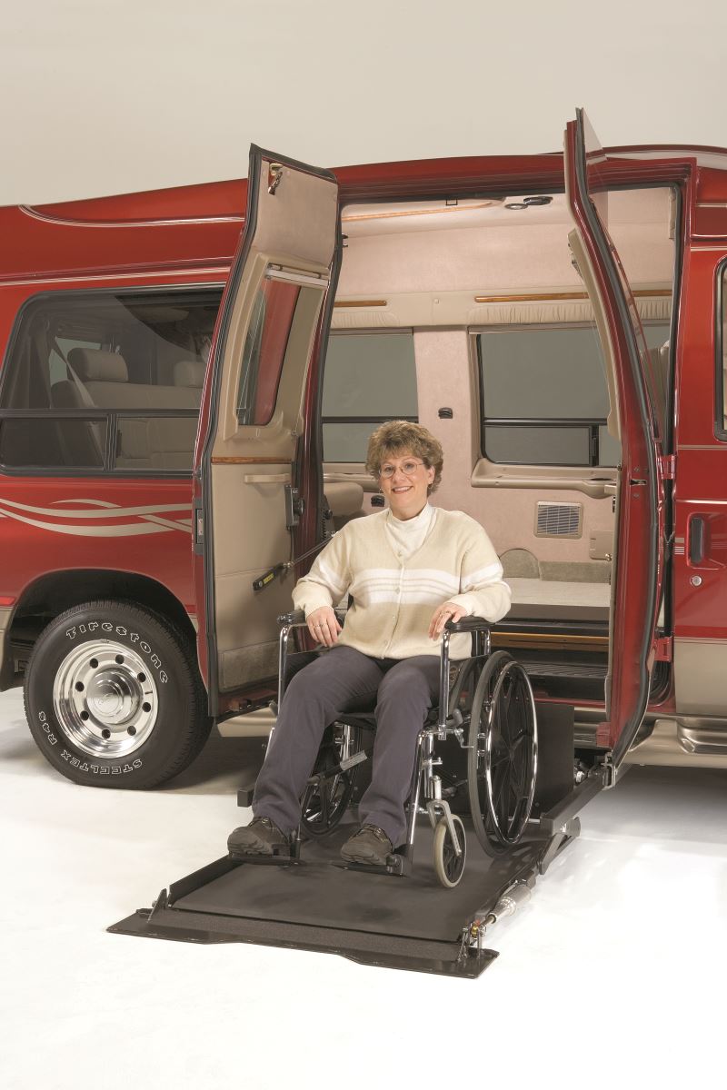 Accommodates larger wheelchairs while still using the original doorway height because of long platform 