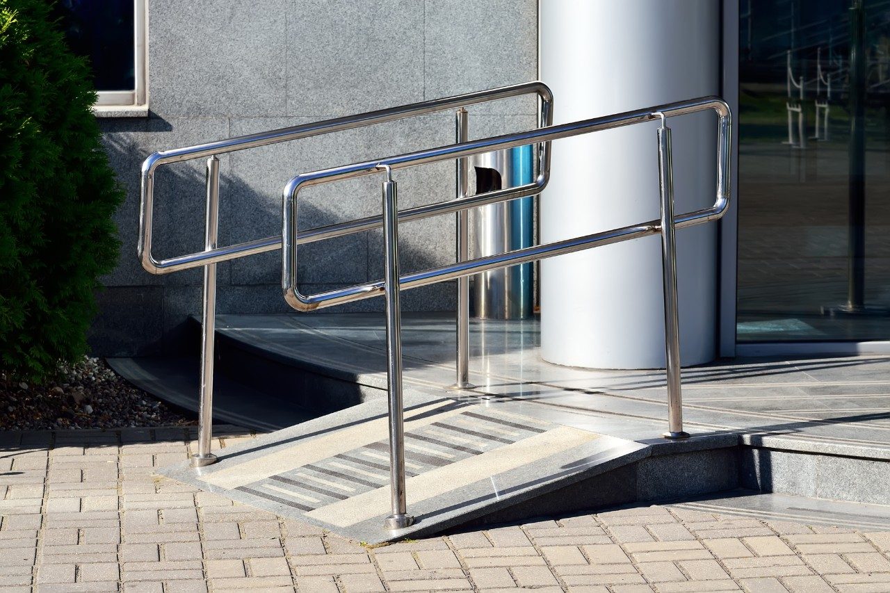 Outdoor wheelchair ramp on porch