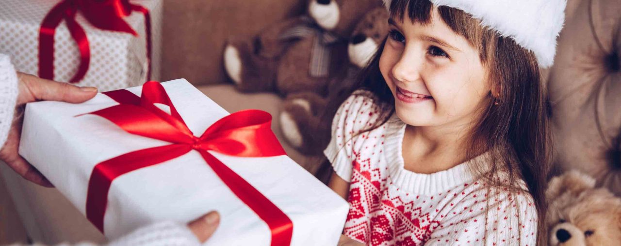 Girl getting a present
