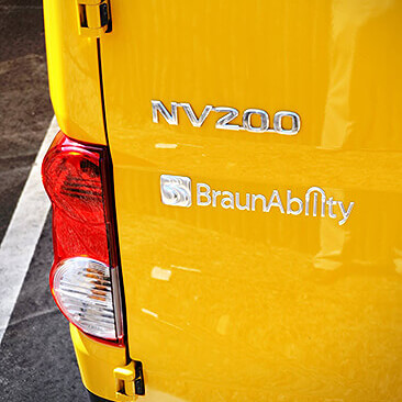 A close up on a BraunAbility Taxi