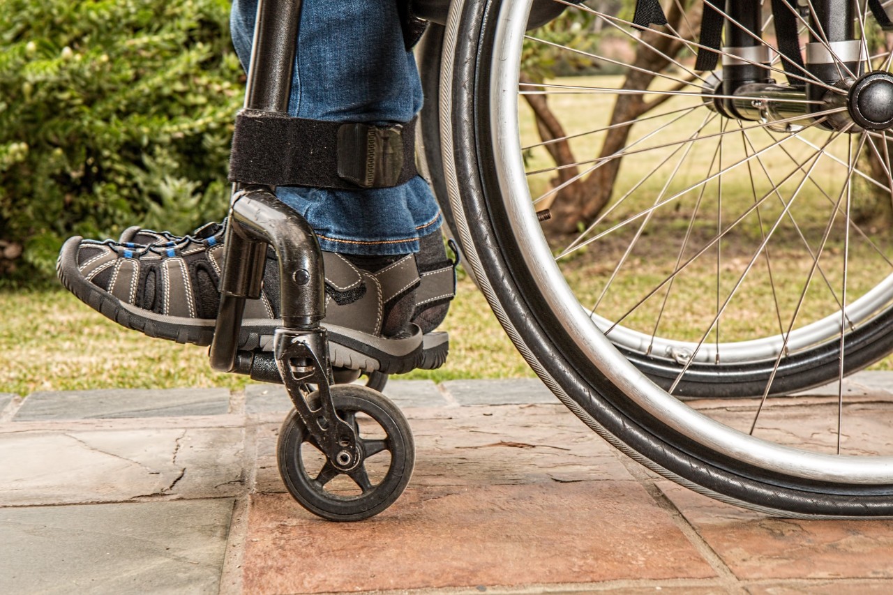 persons feet in a wheelchair