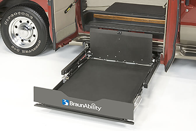 BraunAbility Under Vehcile Lift More Space|A list showing the makes and models of vehicles compatible when choosing a wheelchair lift from BraunAbility|Brands of vehicles compatible with BraunAbility wheelchair lifts|choosing a BraunAbility wheelchair lift to meet your needs
