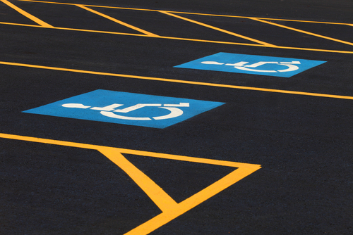 handicap parking spaces in a parking lot