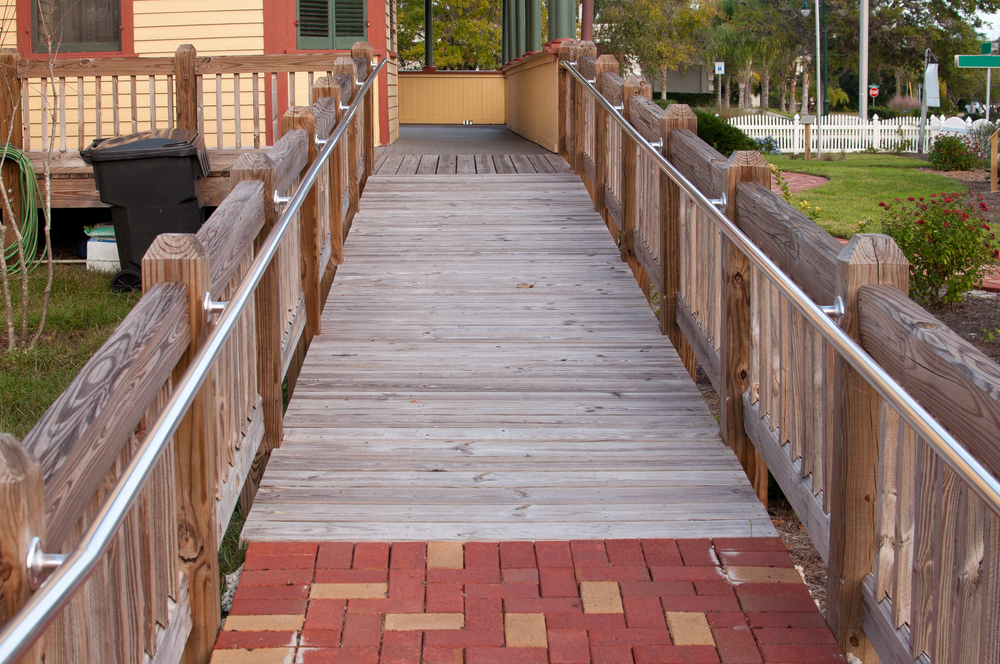 a wood residential wheelchair ramp for house