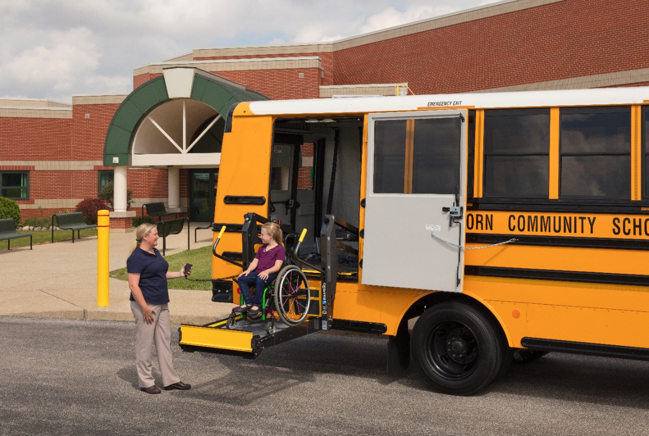 Commercial lift on schoolbus 