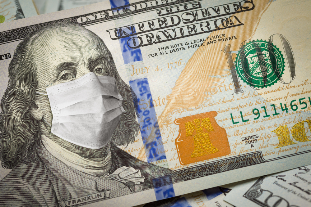 100 dollar bill with a mask