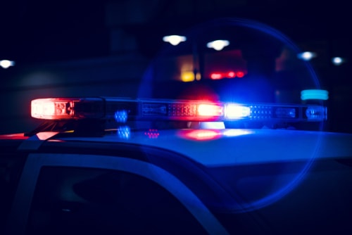 Police cruiser lights at night Police cruiser lights at night