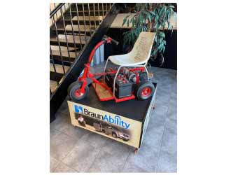 Ralph Braun early prototype of Tri-Wheeler, motorized wheelchair Ralph Braun early prototype of Tri-Wheeler, motorized wheelchair