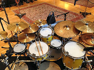 Overhead view of a modified drum kit Overhead view of a modified drum kit