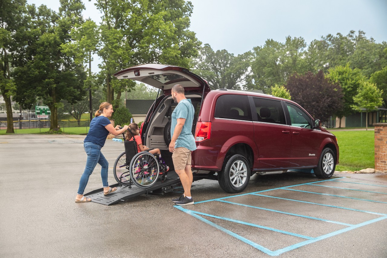 family with a BraunAbility dodge grand caravan Rear Entry wheelchair van